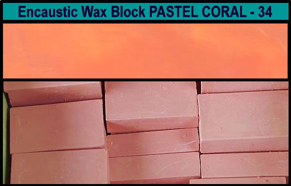 34 Pastel Coral encaustic art wax block