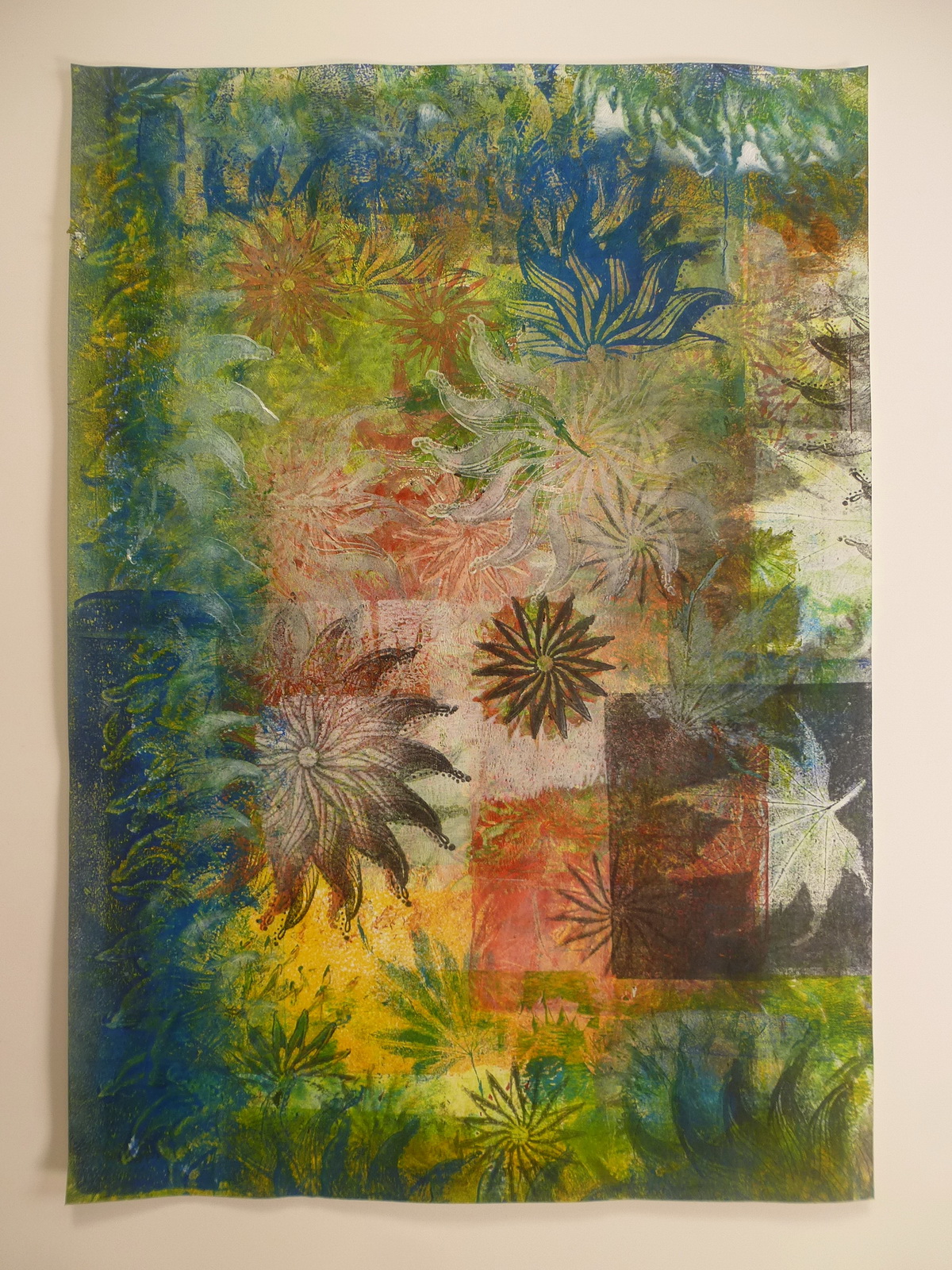 Combining Gel Press prints with Encaustic enhancement 